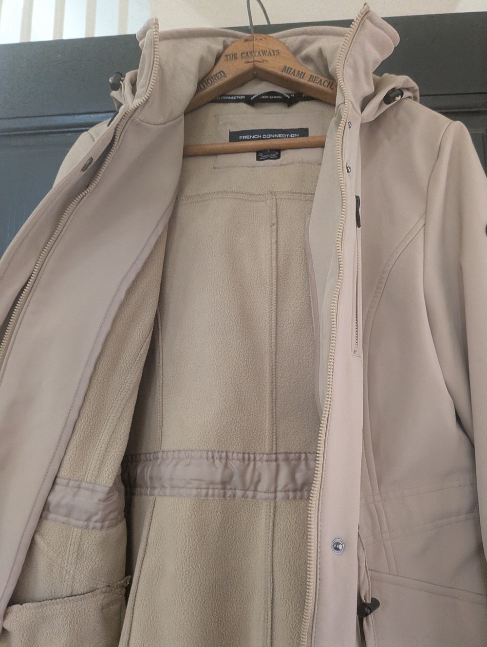 French Connection Softshell Anorak Women’s Hooded Small Khaki - Picture 9 of 16